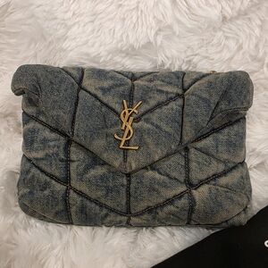 Yves Saint Laurent Quilted Denim Clutch
